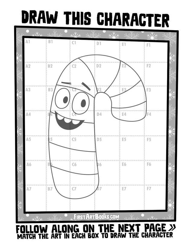 Draw by Grid: Christmas: character grid page and blank grid