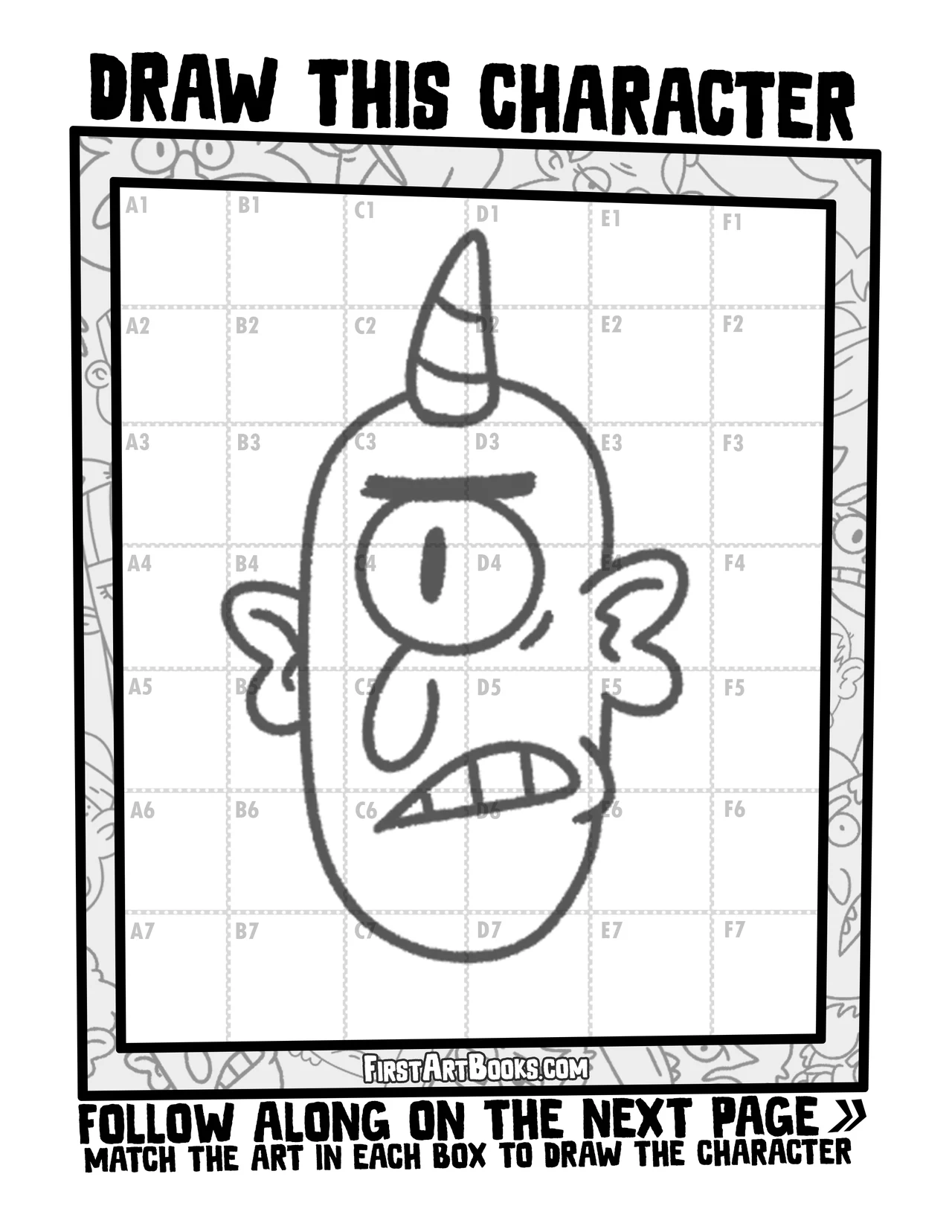 Free Activity Page: Draw A Grumpy Cyclops with the Grid Drawing Method – illustration 2