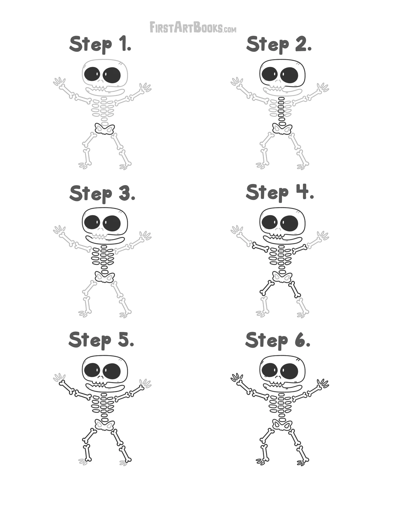 Happy Halloween! 🎃 Learn How to Draw a Skeleton with this Free Step-by-Step Drawing Tutorial Page. – illustration 5