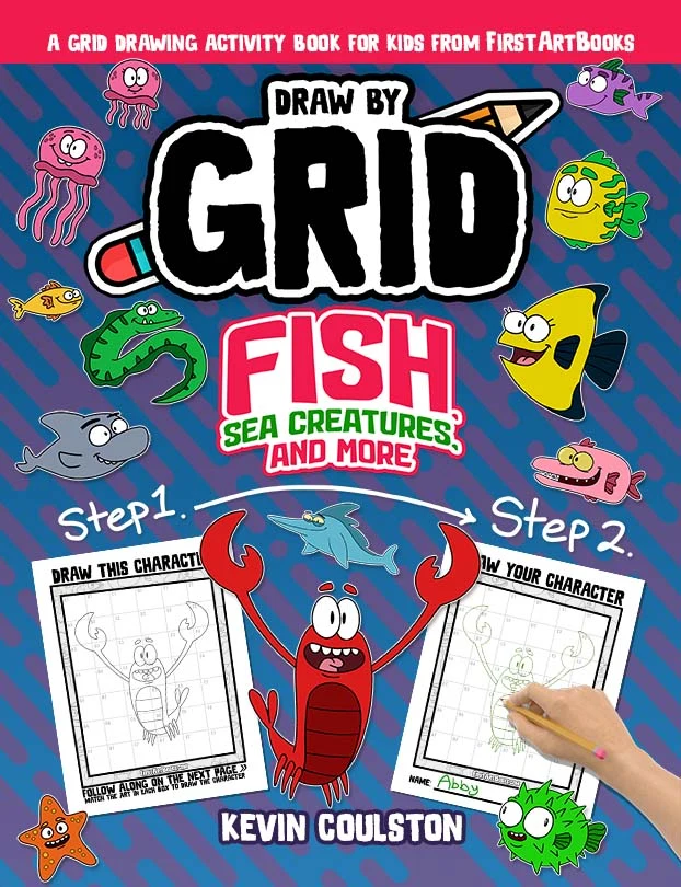 Draw by Grid: Fish, Sea Creatures, and More
