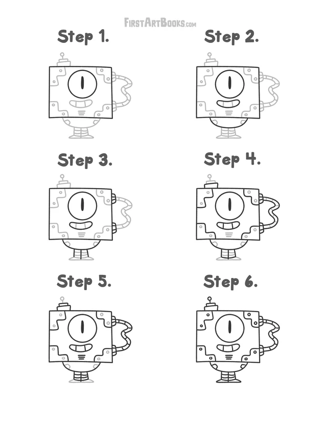 How to Draw: Baby Robots printable page