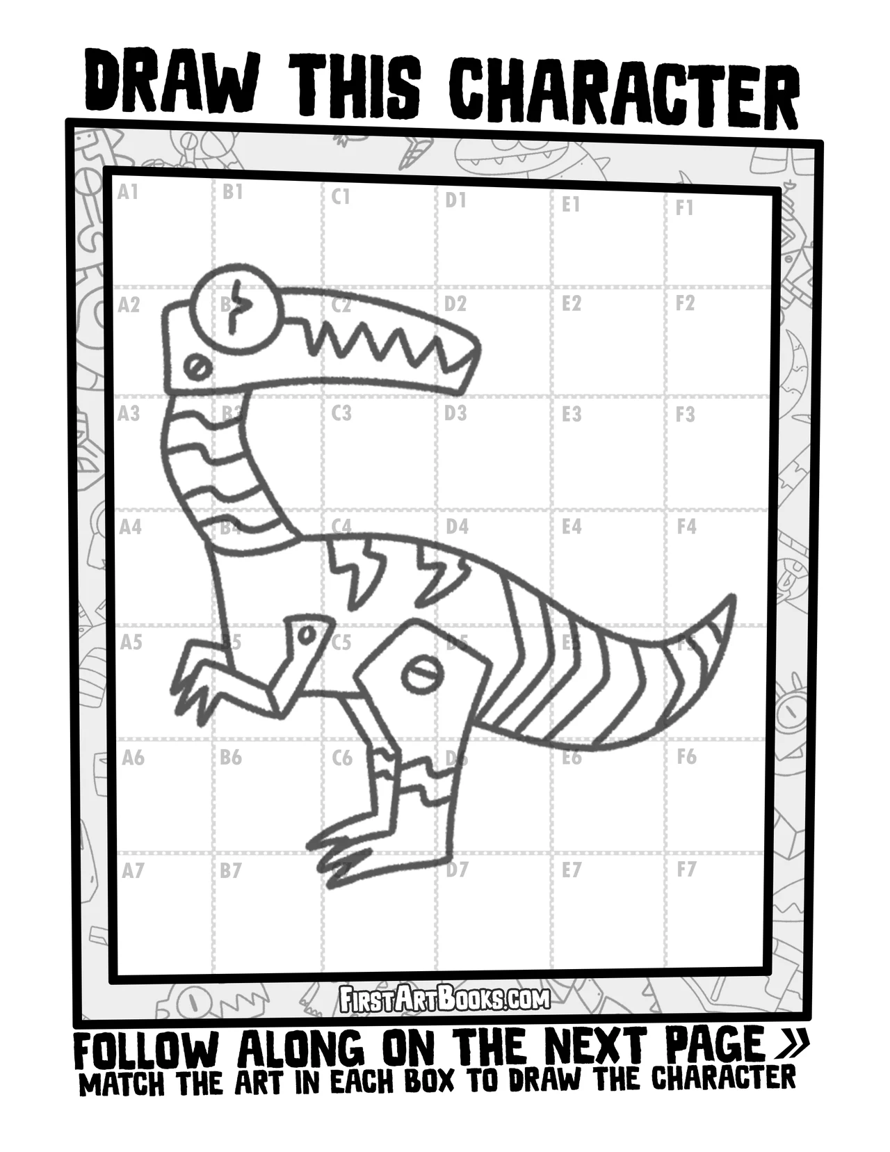 How to Draw A Robot Dinosaur with Grid Drawing – illustration 4