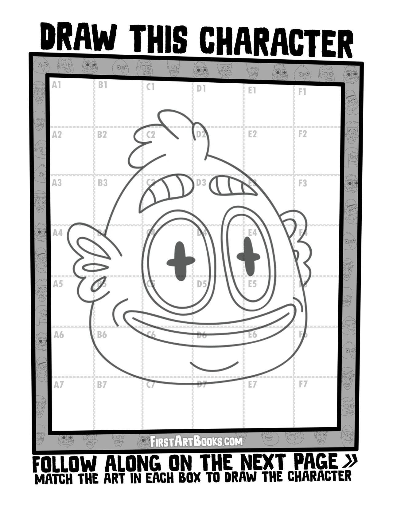 Draw by Grid: A Goofy Face (Free Activity Pages) – illustration 2