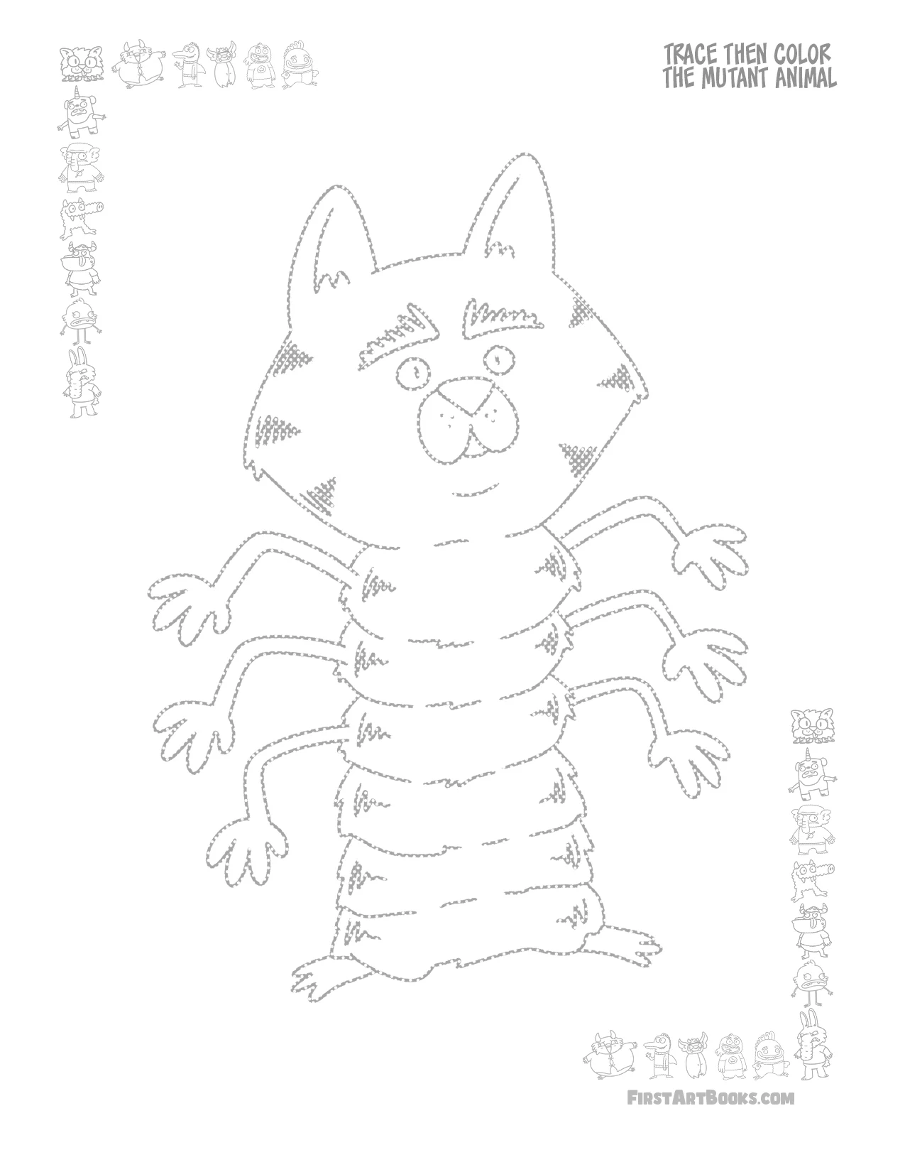 Trace & Color A 6-Armed Mutant Cat! (Free Activity Page) – illustration 2