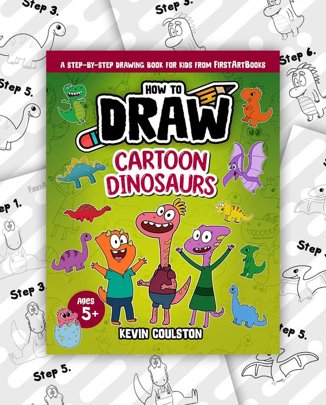 How to Draw a Cute Cartoon T-Rex: free printable page