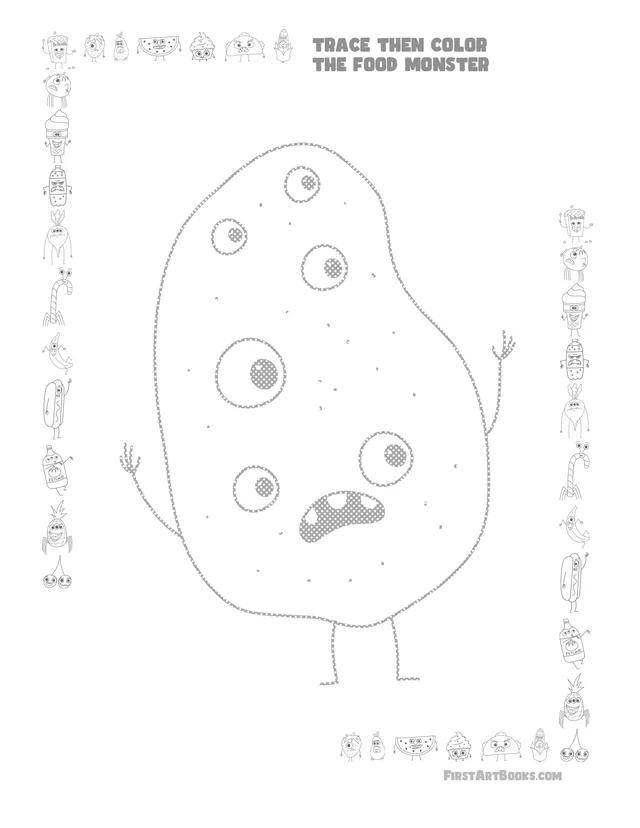 Potato Monster Coloring Page: free printable page