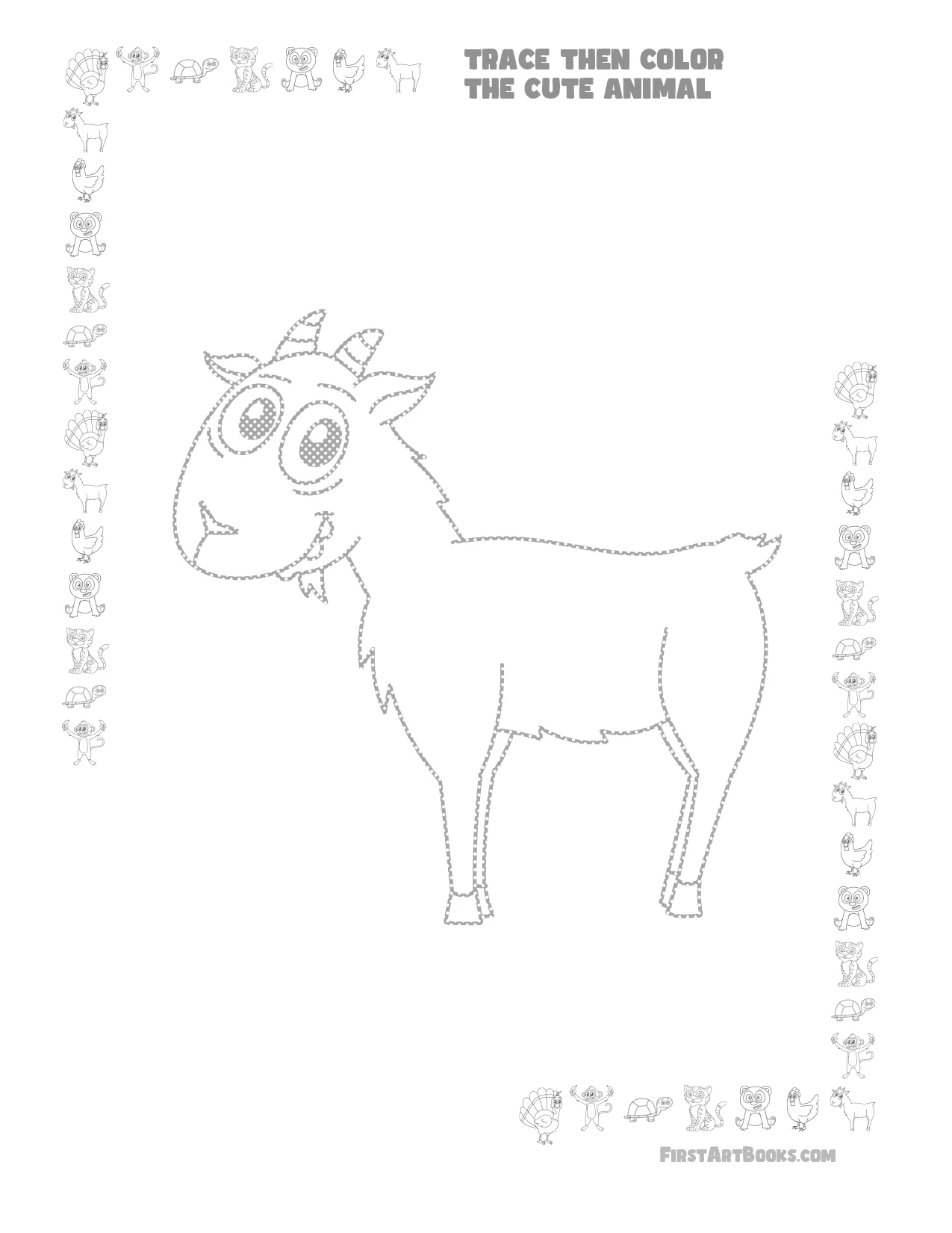 Free Goat Coloring Page for Kids – illustration 5