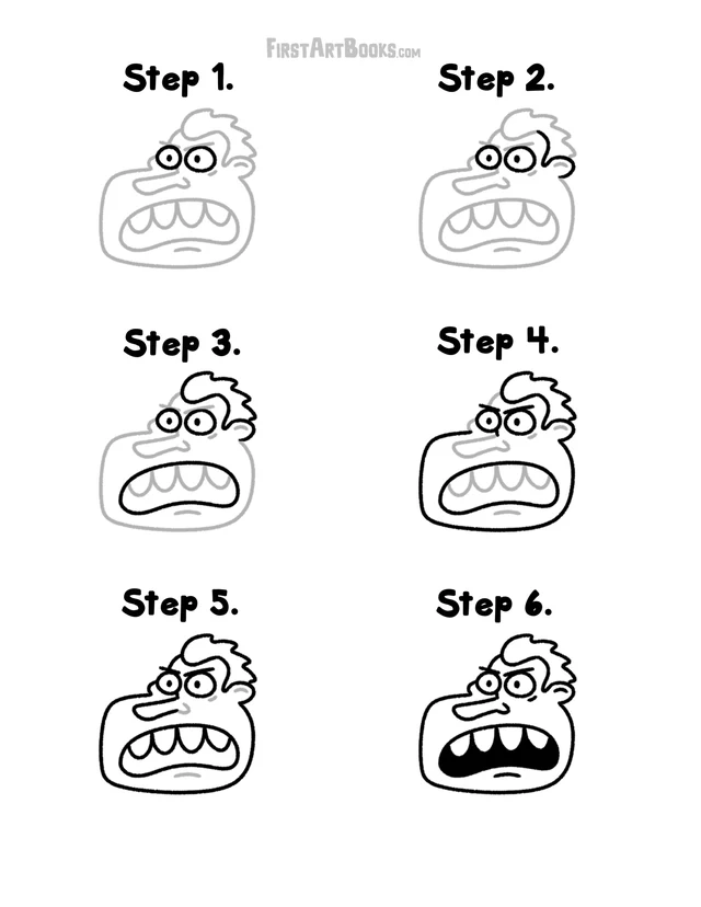 How to Draw: Grumpy Faces printable page