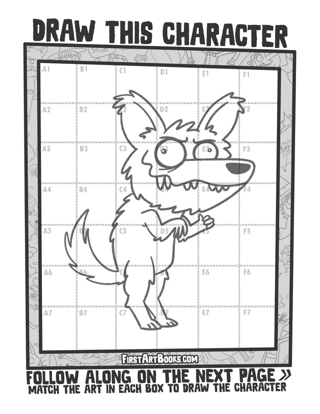 Draw by Grid: Spooky Stuff for Halloween: character grid page and blank grid
