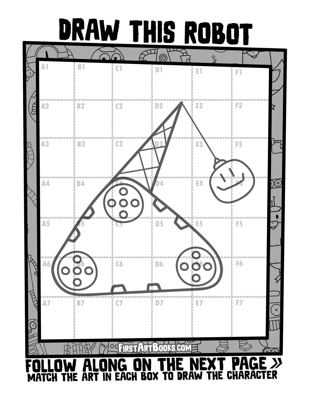 How to Draw A Wrecking Ball Robot with the Grid Drawing Method – illustration 4