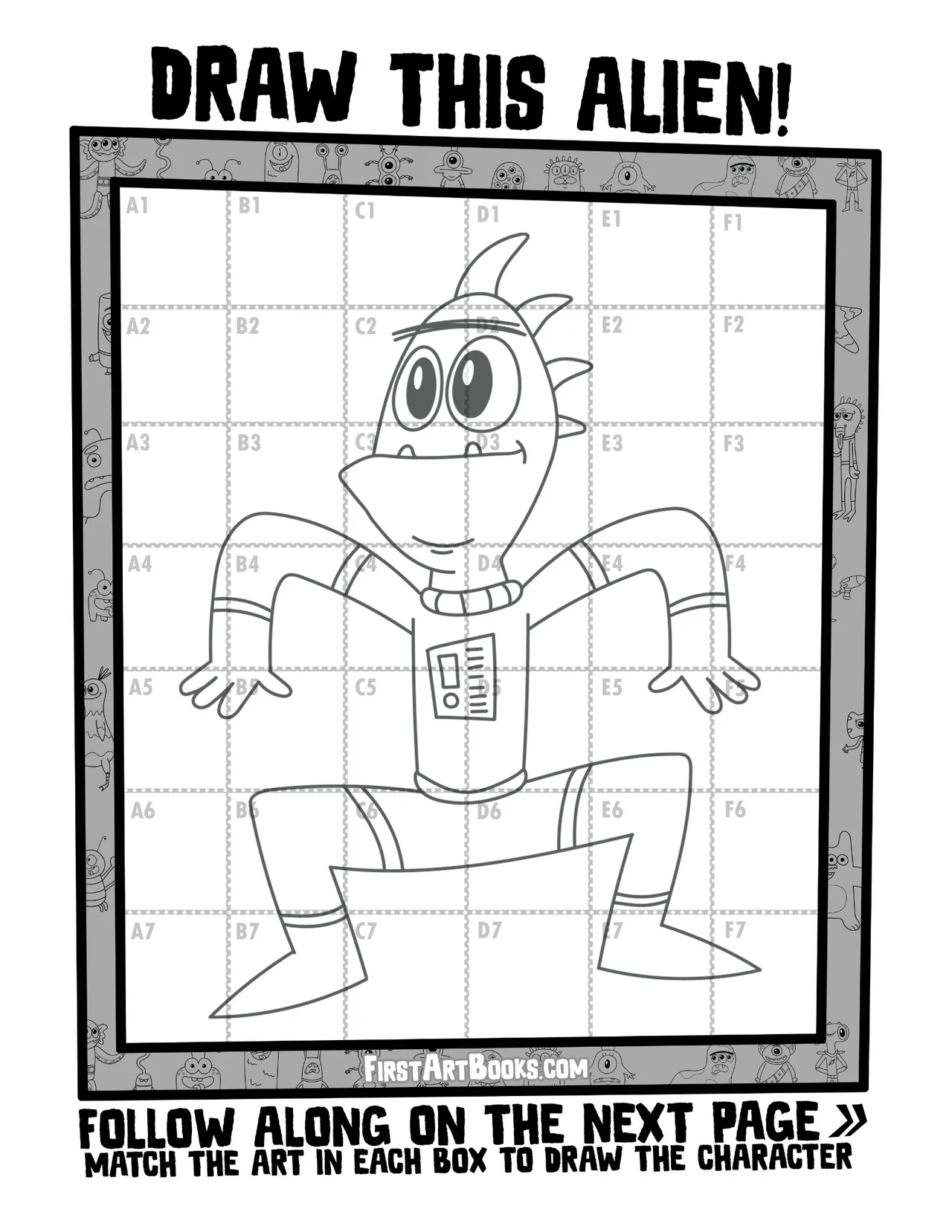 Draw by Grid: Silly Aliens sample 3