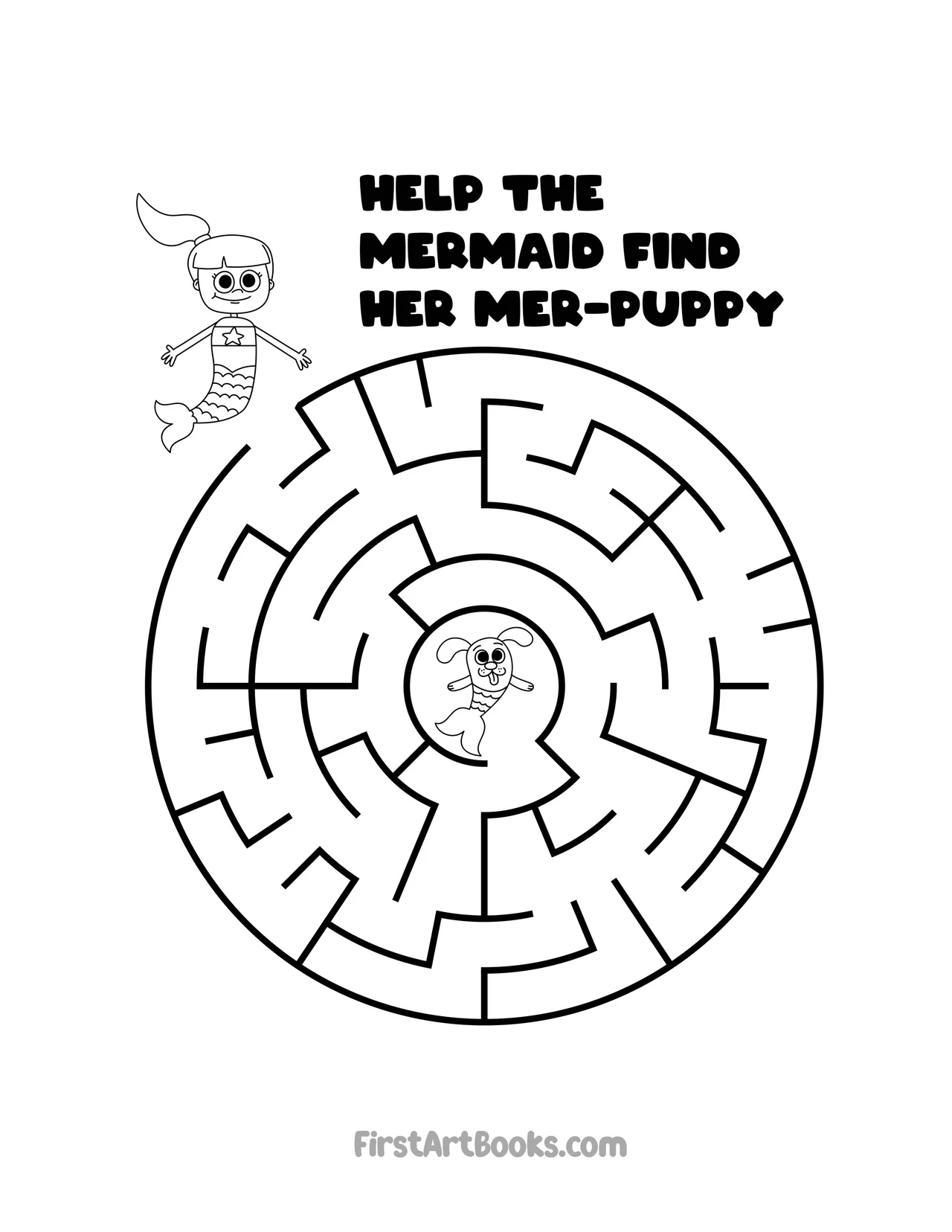 Free Activity Page: Find The Mer-Puppy in This Mermaid Maze – illustration 2