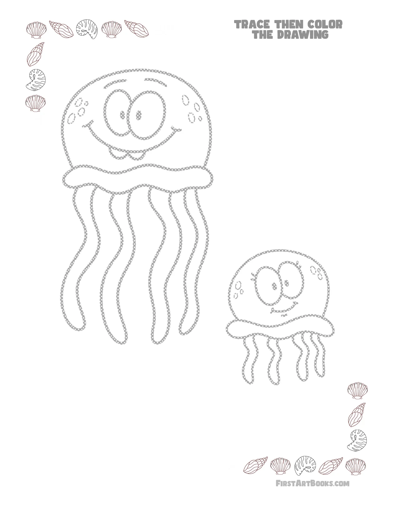 Free Jellyfish Coloring Page – illustration 4