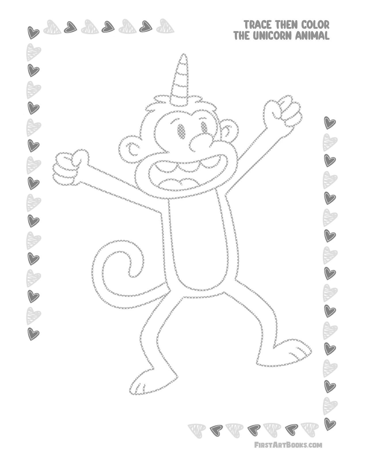 Trace Then Color: A Uni-Monkey (Free Activity Page) – illustration 2