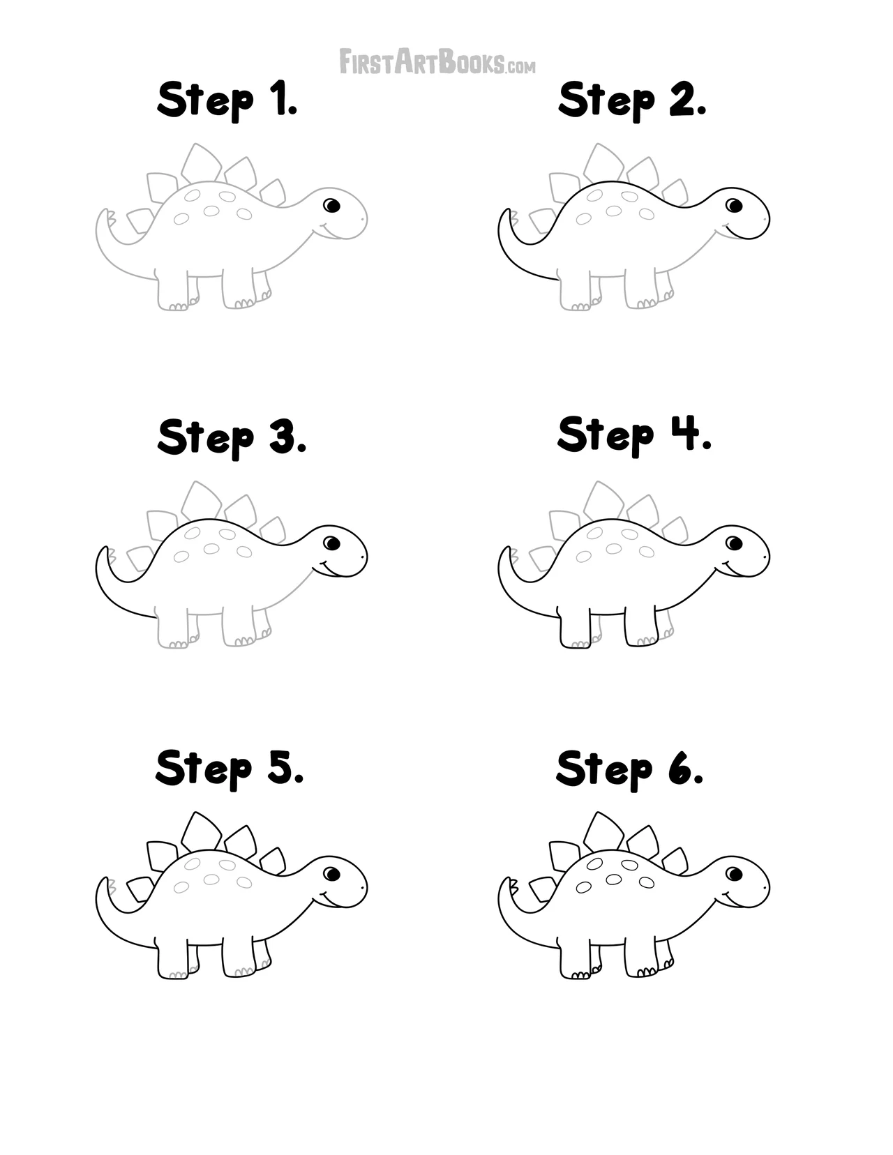 How to Draw a Cute Stegosaurus (Free Activity Page) – illustration 2