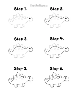 How to Draw a Cute Stegosaurus: free printable page