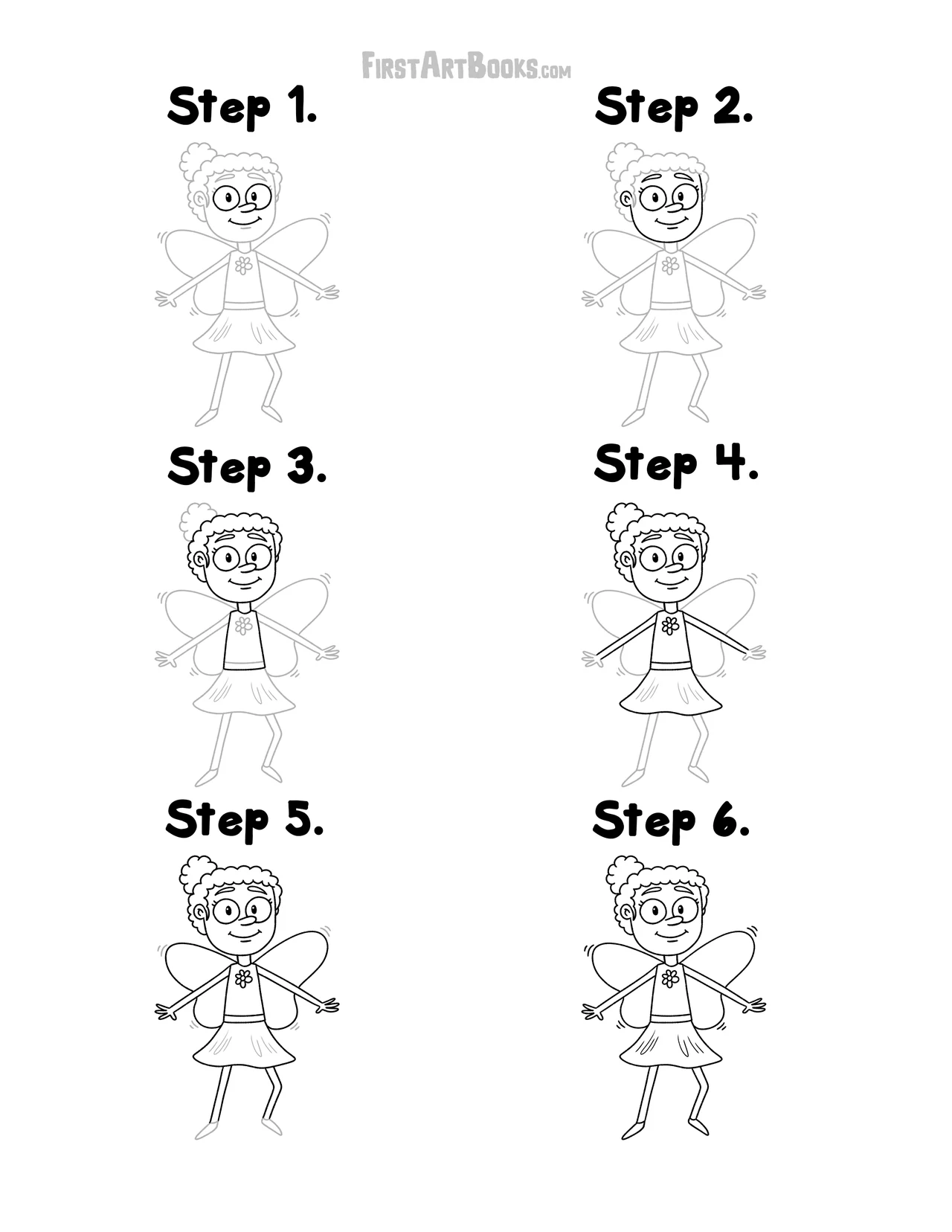 Free Activity Page: How to Draw A Fairy in 6 Easy-to-Follow Steps – illustration 3