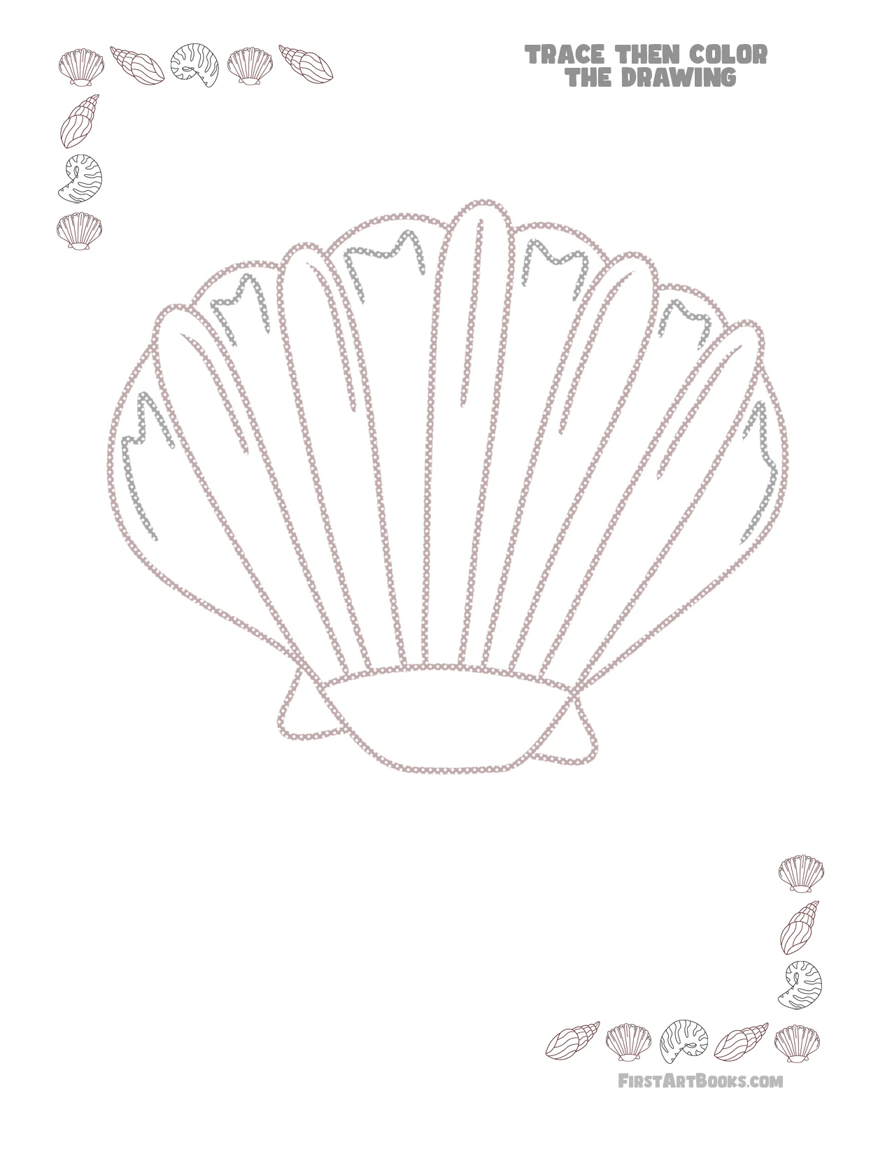 Free Activity Page: Trace Then Color The Seashell! – illustration 2