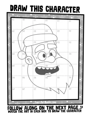 How to Draw Santa Claus in an Easy-to-Follow Grid: free printable page