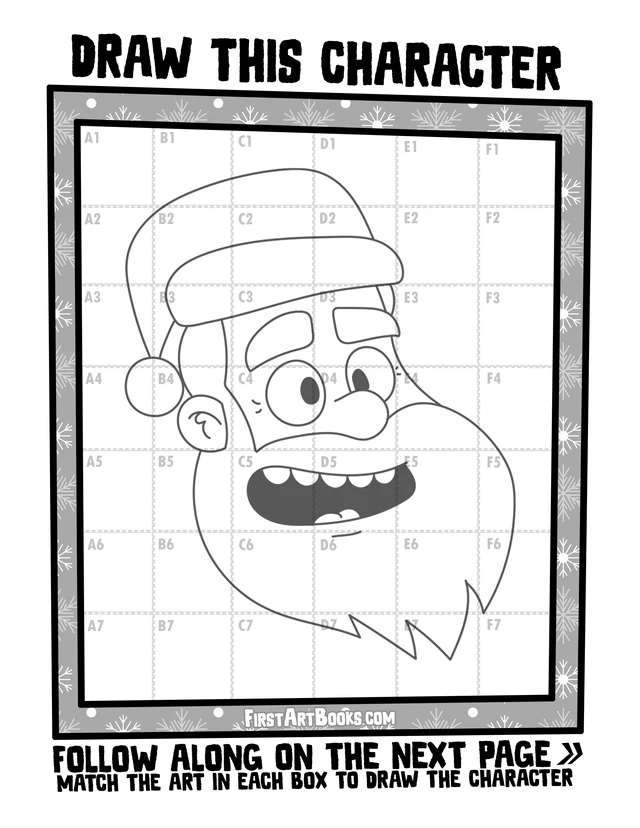 How to Draw Santa Claus in an Easy-to-Follow Grid: free printable page