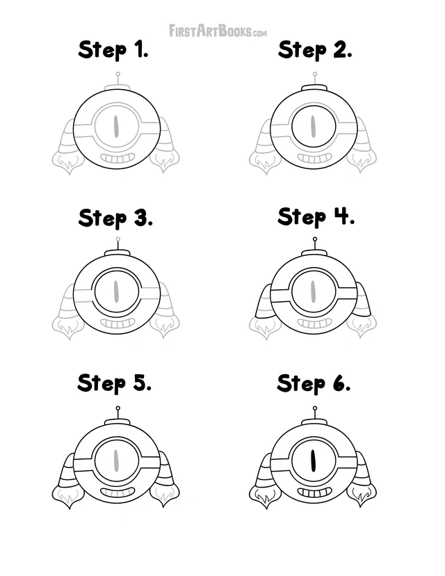 How to Draw a Flying Robot: free printable page