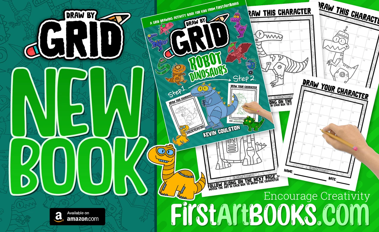 Free Activity Page: How to Draw a Robot Triceratops by Grid