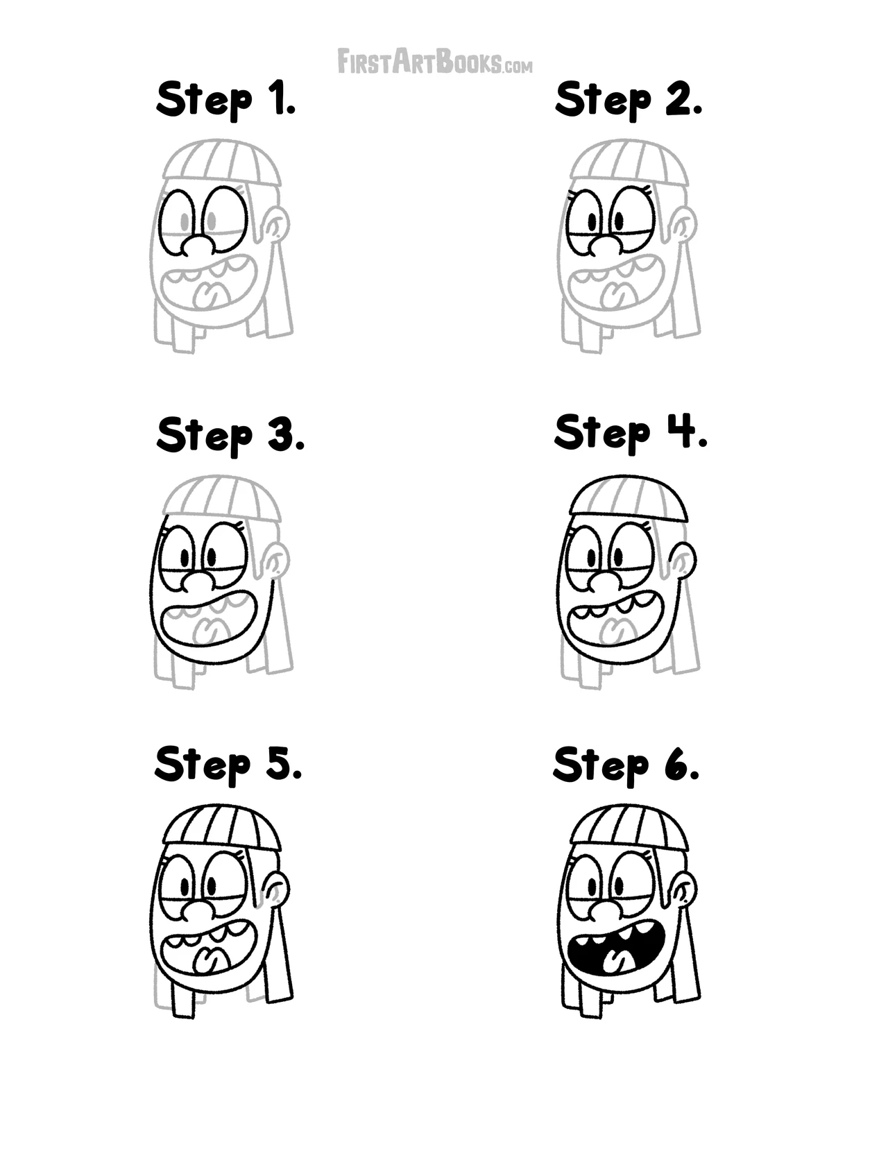 Free Activity Page: How to Draw A Cartoon Girl with a Big Smile