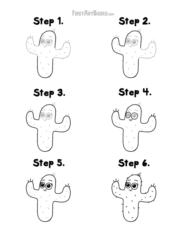 How to Draw a Cute Cactus: free printable page
