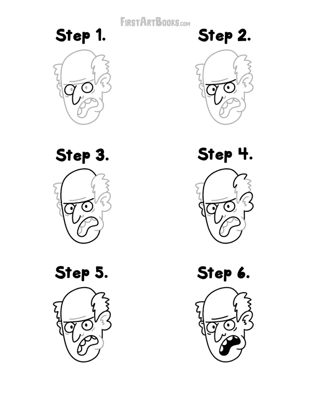 How to Draw a Grumpy Old Man: free printable page
