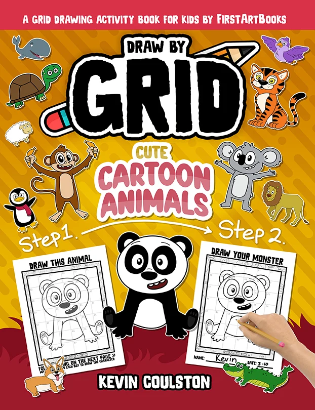 Draw by Grid: Cute Cartoon Animals
