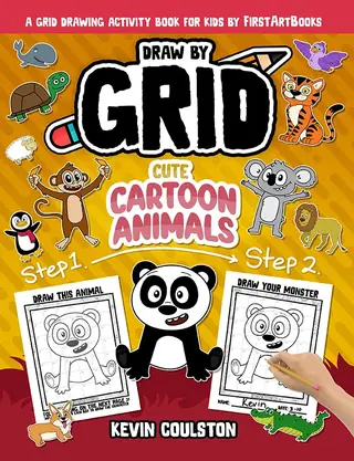 Draw by Grid: Cute Cartoon Animals book cover