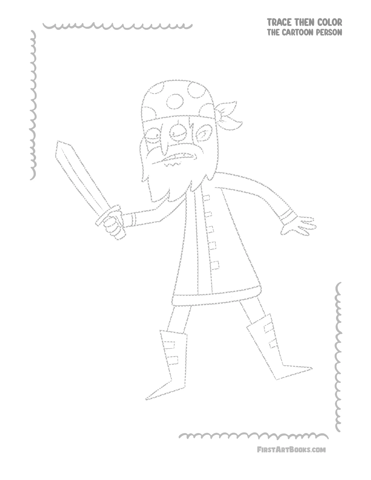 Trace Then Color: Cartoon People sample 1