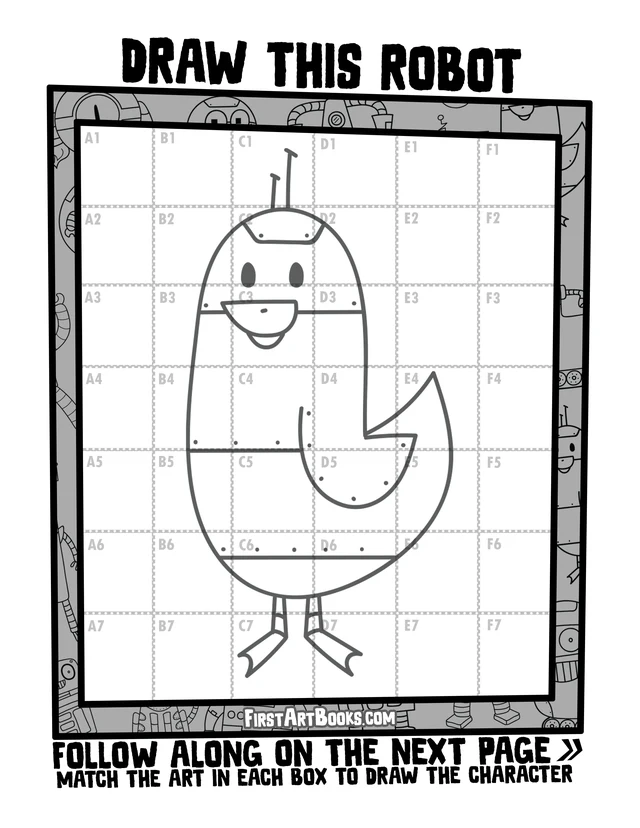 How to Draw a Bird Robot: free printable page