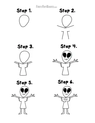 How to Draw a Grey Alien: free printable page
