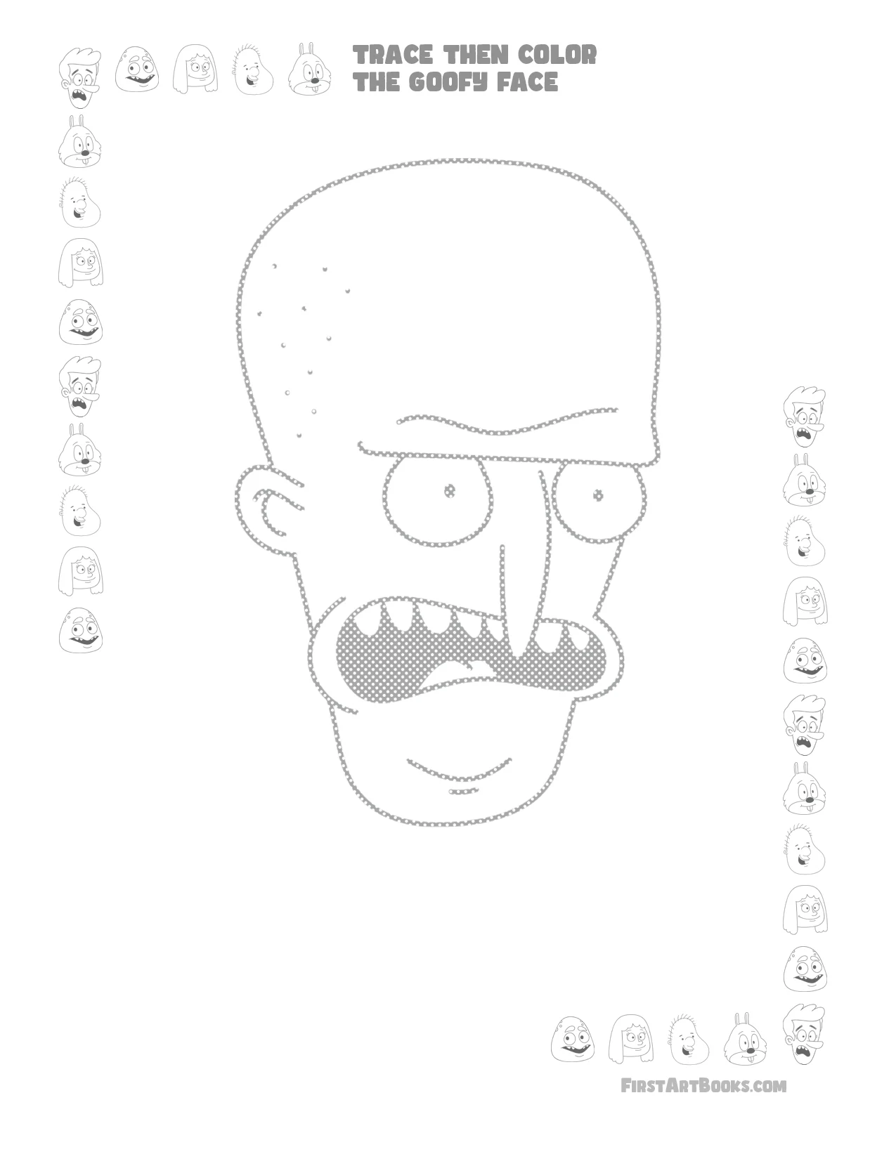 Trace Then Color: Goofy Faces sample 1