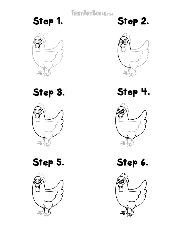 How to Draw a Chicken: free printable page
