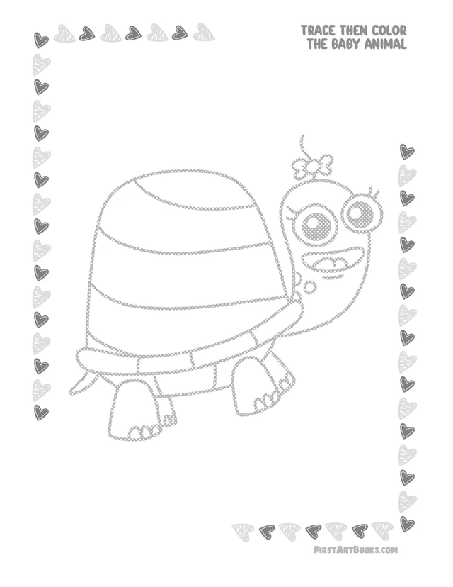 Trace Then Color: Baby Animals printable page