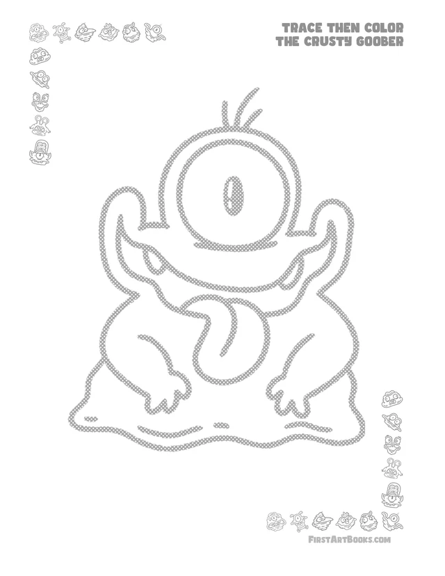 Trace Then Color: Crusty Goobers 2 printable page