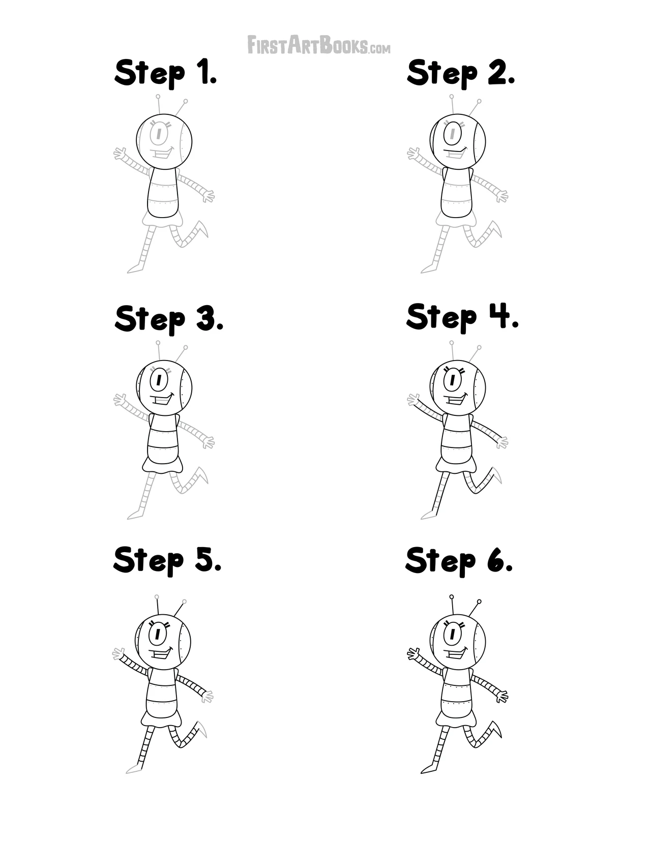 Free Activity Page: How to Draw a Cute Girl Robot in 6 Easy-to-Follow Steps – illustration 5