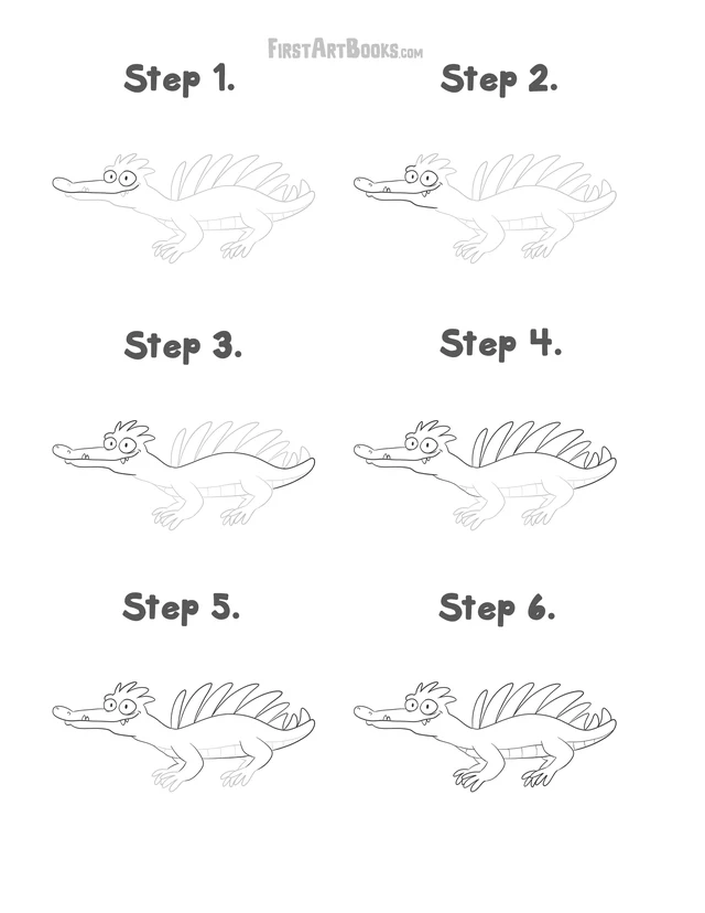 How to Draw a Silly Dinosaur: free printable page