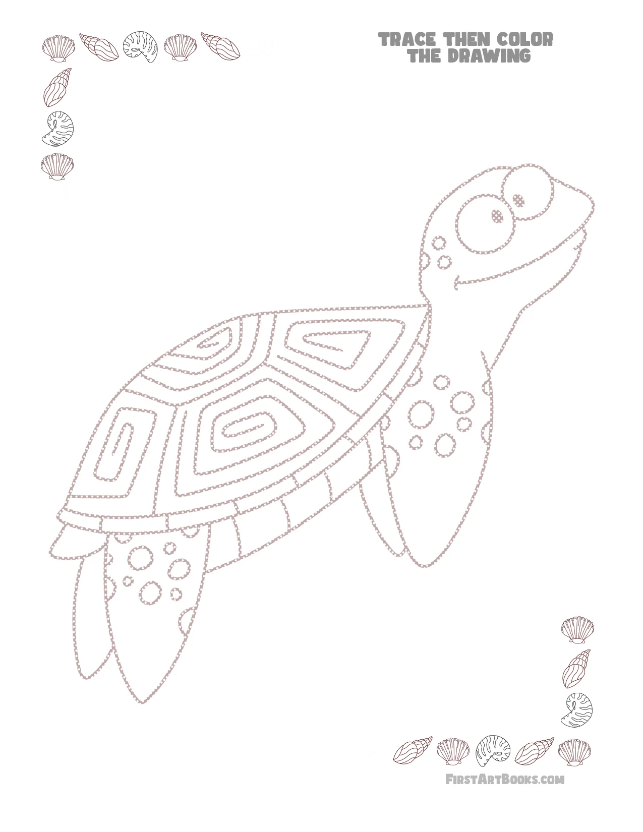 Trace & Color A Sea Turtle! (Free Activity Page) Learn to Draw Aquatic Animals – illustration 2
