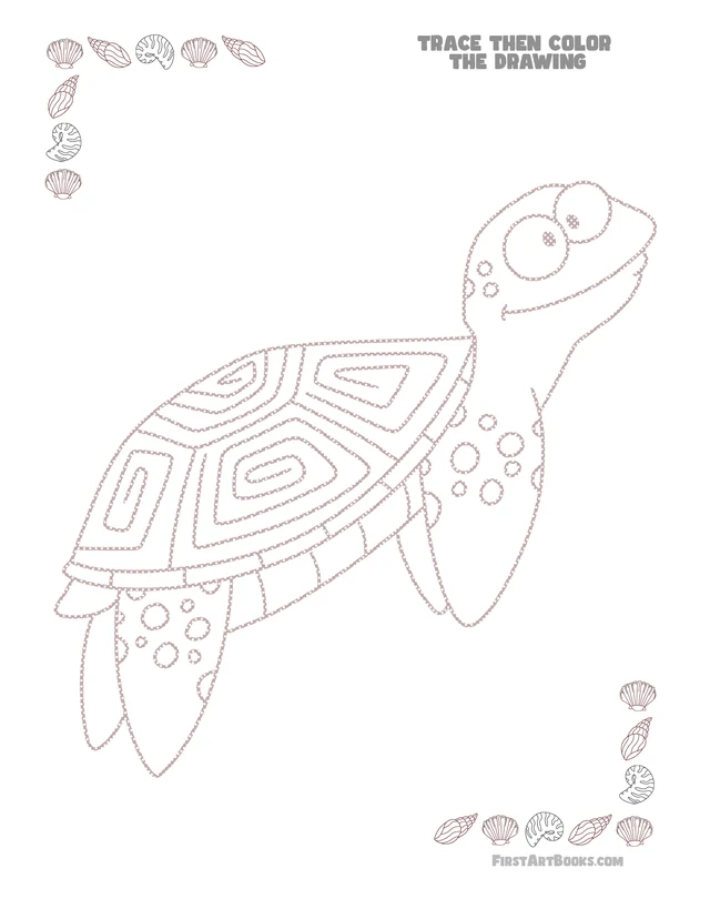 Trace & Color A Sea Turtle: free printable page