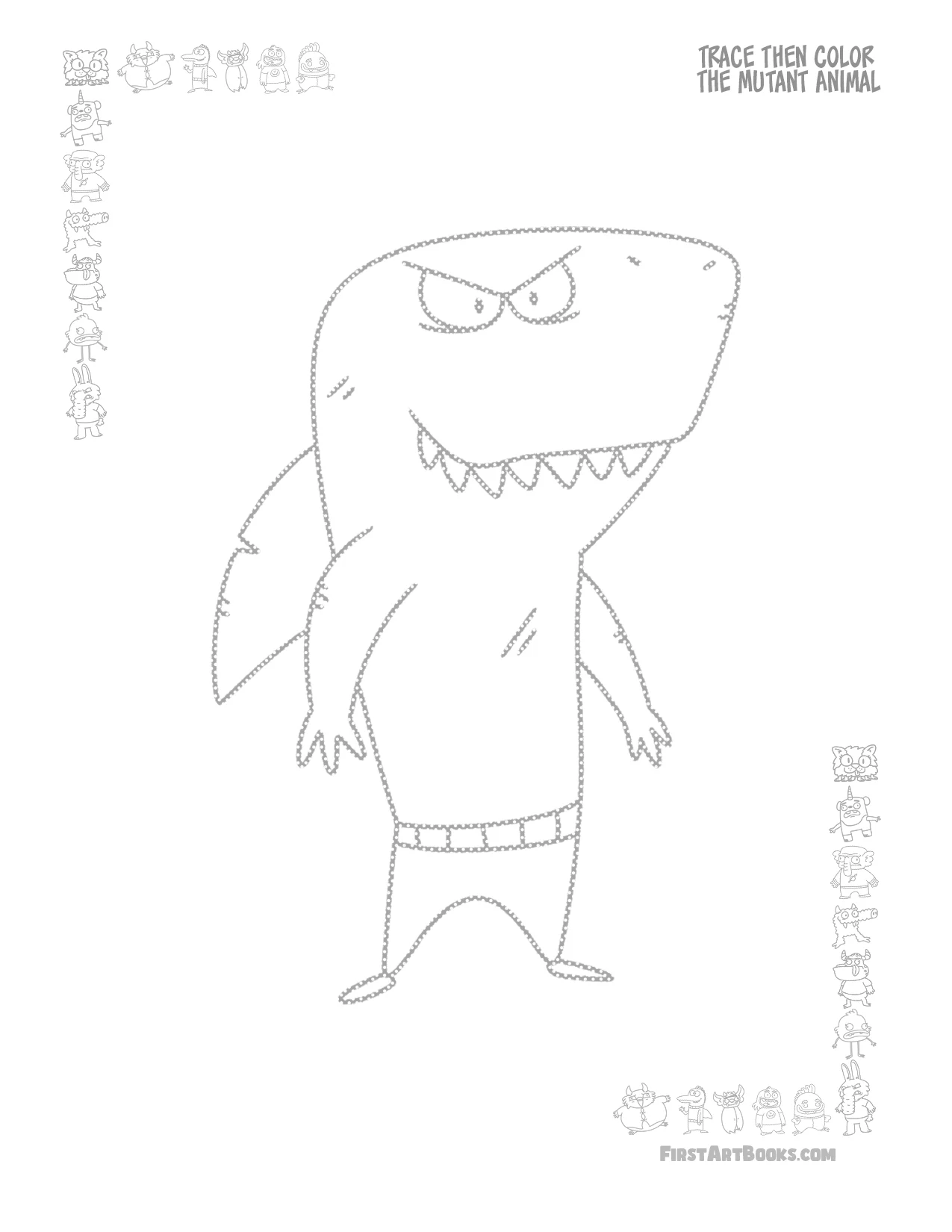 Trace Then Color A Mutant Shark! 🦈 (Free Activity Page) – illustration 2