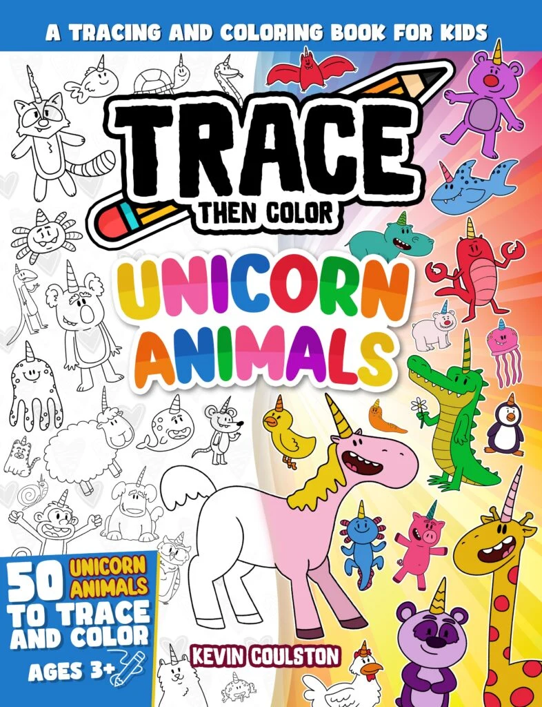 Trace Then Color: Unicorn Animals