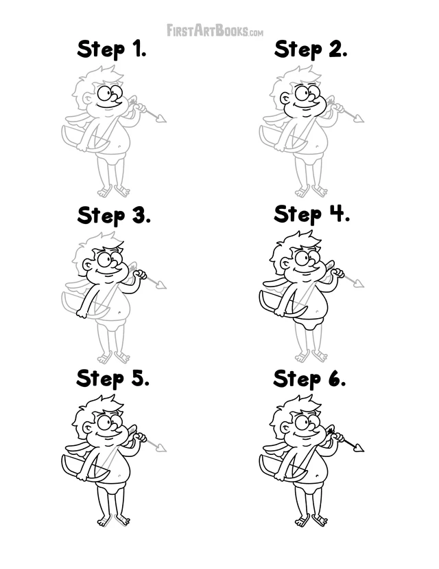 How to Draw a Cupid for Valentine's Day: free printable page