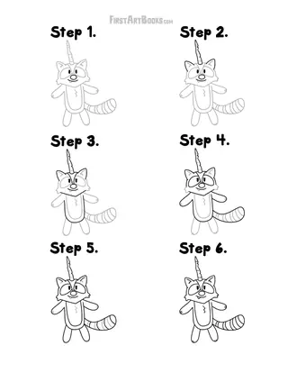How to Draw a Raccoon with a Unicorn Horn: free printable page