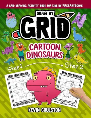 Draw by Grid: Cartoon Dinosaurs book cover