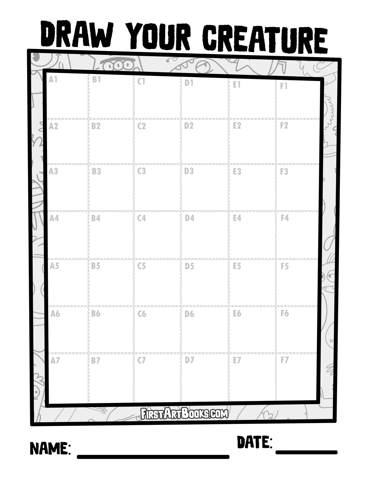 Free Activity Page: Draw A Weird Creature by Grid! – illustration 3