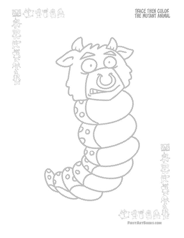 Trace Then Color A Cow-terpillar: free printable page