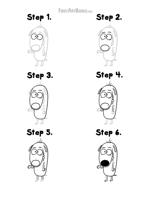 How to Draw a Silly Cartoon Dog: free printable page